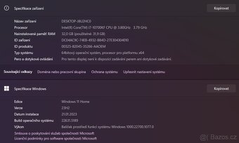 Herní PC - i7 10700KF, 32 GB RAM, NVIDIA GTX , WIFI - 5