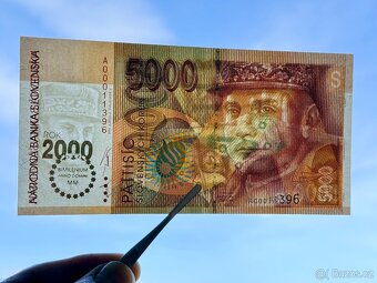 5000 Sk BIMILENIUM 2000, zlatý přetisk. Série A - UNC - 5