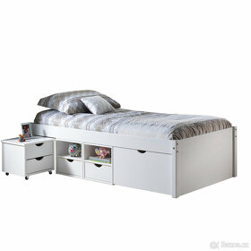 Kvalitní bílá dětská postel z masivu s šuplíky a stolkem - 5
