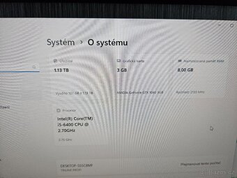 Herní pc i5-6400 8gb ddr4 GTX 1060 3gb lcd 22" hdmi GTA5 - 5