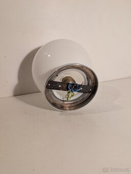 Art Deco lustr z niklované mosazi, bílé opálové stínidlo - 5