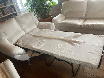 Bílá kožená sedací souprava 3+2+1 - 5