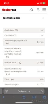 Skalní kotva Fischer, svorníková kotva pro velké zatížení - 5