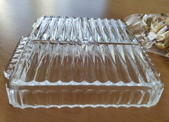 retro servírovací podnos z lisovaného skla - 5