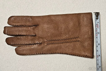 Dámské hnědé kožené rukavice - 5