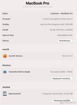 Macbook PRO 13, 2017, 16GB - 5