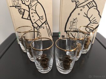 Sada 6ti ks starožitných skleniček - Švejk - 5