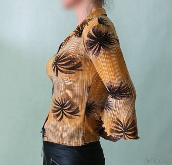 Elastická halenka s palmami a třpytivou nitkou, S - 5