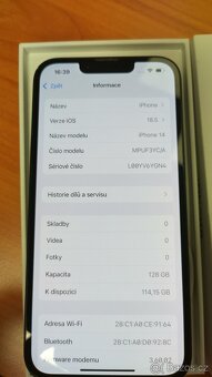 Apple iPhone 14 128GB Black,100% funkční,bat.86%,zár.12mes - 5