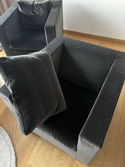 Křeslo Minotti sametové antracitové 2 kusy - 5