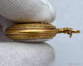 18K CELO ZLATÉ ATYPICKÉ KAPESNÍ HODINKY S DIAMANTY - FUNKČNÍ - 5