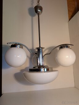 Art Deco lustr , niklovaná mosaz, nové elektro - 5