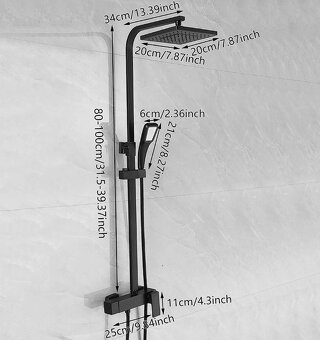 Moderní černá sprchová sada – čtvercový design - 5