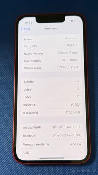 iPhone 13 mini 128GB Red, krásný stav s krabičkou - 5