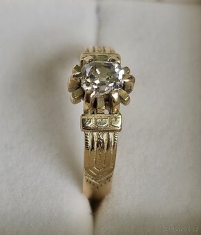 DIAMANTOVÝ PRSTEN 1.00ct. SI/G PÁNSKÝ STAROŽITNÝ - 5