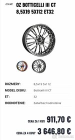 OZ Racing Botticelli 3 CT 8,5J R19 ET32 5x112 trojdielne - 5