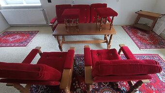 Rustikální sedací souprava 3+1+1+2 taburet stolek 150x60x60 - 5