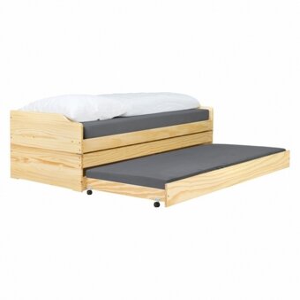 Postel, rozkládací dřevěná postel na tři lůžka - 5