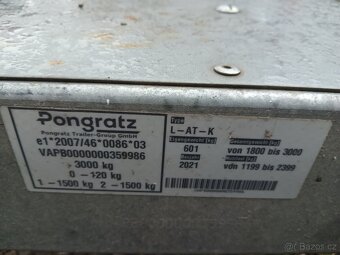Sklápěcí vlek Pongratz 3000 kg celková. - 5