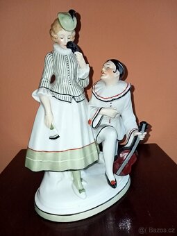 Fasold Stauch Pierrot a kolombína porcelán soška - 5