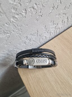 Nový pánský značkový kožený náramek Armani černý pravá kůže - 5