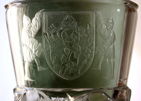 Pohár váza Kutná Hora hod kladivem rok 1930-50 sklo - 5