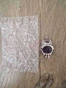 Nový bižu přívěsek sova s ametystem - 5