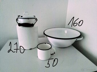 Bílé, staré, smaltované nádobí - 5