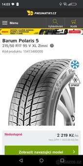 215/50 R17 XL Nové Barum Zimní - 5