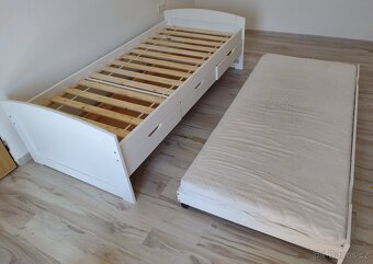 Postel s výsuvným lůžkem MARULLA - bílá, 90x200 cm - 5