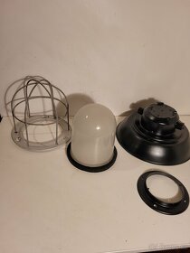 industriální lampa, tovární lustr, matový skleněný kryt - 5
