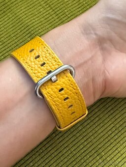 Kožené řemínky Apple Watch 42/44/45mm, bílý a žlutý - 5