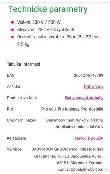 Babymoův multifunkční přístroj Nutribaby++Industrial grey. - 5