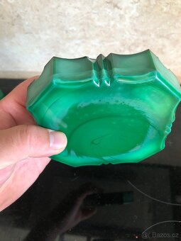Váza a popelník malachitové sklo. - 5