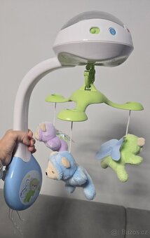 Bílá dětská postýlka + matrace + kolotoč Fisher Price - 5