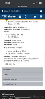 Grafická karta MSI GeForce RTX 4070 VENTUS 2X - 5
