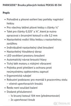 Bruska na řetězy Parkside nová - 5