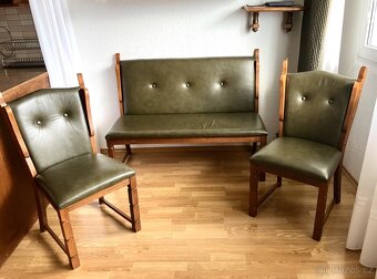 Luxusní kožené rustikální židle + lavice - 5