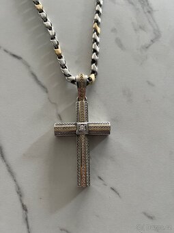 Zlatý kříž s diamanty 4,75 karátu náhrdelník 14kt - 5