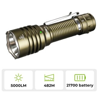 Taktická svítilna Wurkkos TS23, 5000L, USB, LED - 5