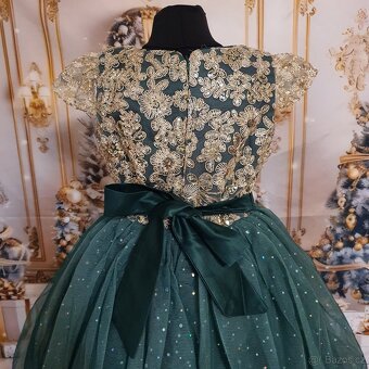 Dětské smaragdově společenské šaty - 5