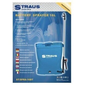 Nový Aku zádový postřikovač 16L Straus ST/SPRA-16BT PC/1699k - 5