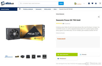 Kvalitní zdroj SEASONIC FOCUS GOLD GX-750, 750WATT / MODULAR - 5