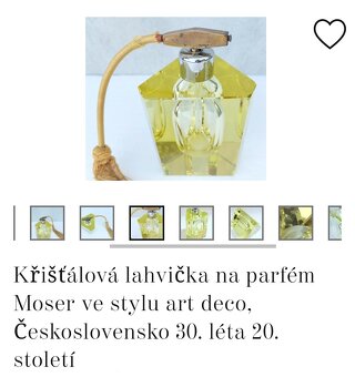 Starý velký Flakon Moser na Parfém 15 cm výška. - 5