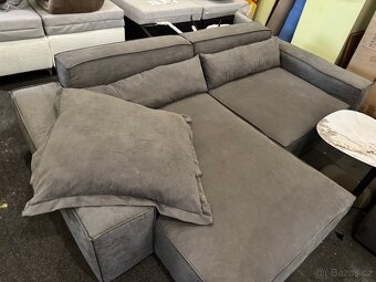 NOVÁ hnědá Sedací souprava Sirpio 270cm s taburetem Tkanina - 5