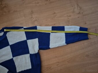 Svetřík crop top v.XXS sinsay modro-bílé kostky - 5