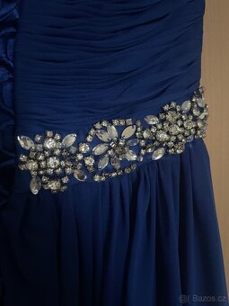 Dlouhé modré plesové šaty - 5