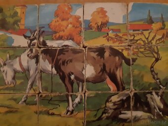 retro dřevěné kostky - zvířátka na venkově - 5