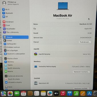 NOVÝ APPLE MACBOOK AIR 13” M3/8GB RAM/256GB,BATERIE 100% - 5