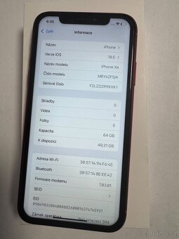 Apple iPhone Xr 64gb Red kondice baterie 100% s kabelem Cen - 5